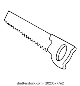 saw line vector illustration,isolated on white background,top view