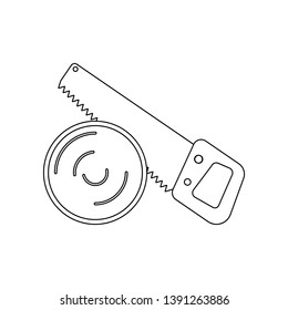  saw and log icon. Element of construction tools for mobile concept and web apps icon. Outline, thin line icon for website design and development, app development