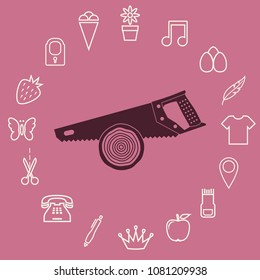 Saw and log, vector icon