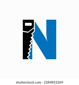 Saw Logo Design On N Letter