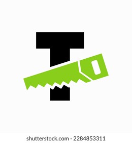 Saw Logo Design On T Letter