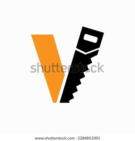 Saw Logo Design On V Letter