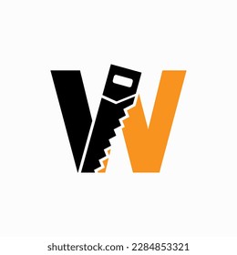 Saw Logo Design On W Letter