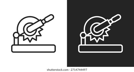 saw Machine Icon In Black And White Line Style