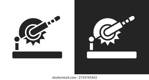 saw Machine Icon In Black And White Glyph Style