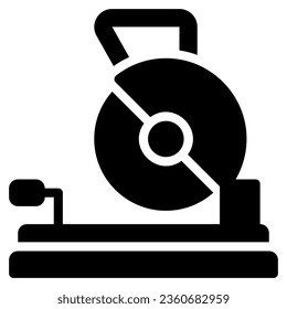 saw machine icon in glyph style isolated on white background. Construction tools, vector illustration for graphic design projects