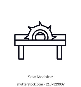 Symbol der gesägten Maschine. Konkretes Stildesign einzeln auf weißem Hintergrund