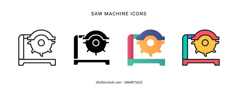 saw machine icon vector with different style design. isolated on white background