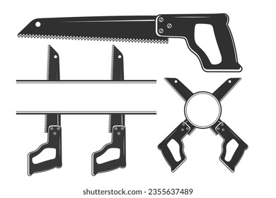 Saw Monogram, Saw Silhouette Monogram,  Hardware Monogram, Hardware Silhouette, Saw Silhouette, Worker elements, Labor equipment, Repair tools, Forest tools, Woodcutter, Woodsman, Carpenter tool