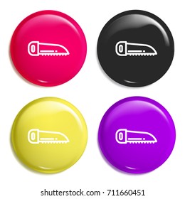 Saw multi color glossy badge icon set. Realistic shiny badge icon or logo mockup