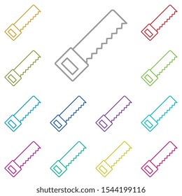 Saw multi color icon. Simple thin line, outline vector of construction tools icons for ui and ux, website or mobile application