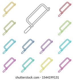 Saw multi color icon. Simple thin line, outline vector of construction tools icons for ui and ux, website or mobile application