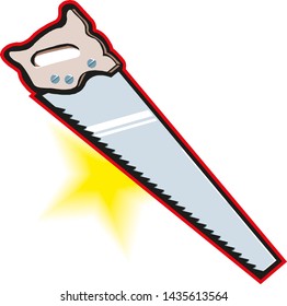 Saw on white background. Hand saw , symbol. Vector illustration. Tools carpenter, repairmen.
