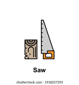 saw outline icon. Element of labor day illustration icon. Signs and symbols can be used for web, logo, mobile app, UI, UX