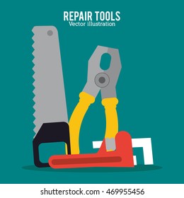 saw pliers wrench repair tools construction icon. Colorful design. Vector illustration