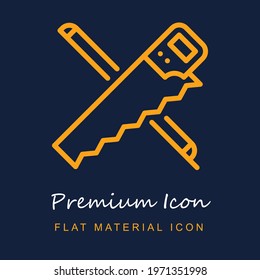Saw premium material ui ux isolated vector icon in navy blue and orange colors