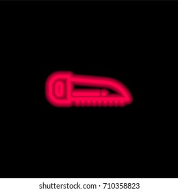 Saw red glowing neon ui ux icon. Glowing sign logo vector