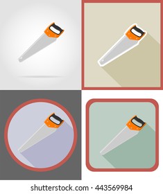 saw repair and building tools flat icons vector illustration isolated on white background