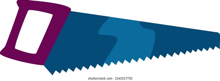 Saw semi flat color vector object. Full sized item on white. Tool with sharp blade. Instrument for cutting wood simple cartoon style illustration for web graphic design and animation