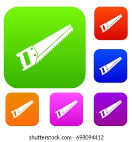 Saw set icon in different colors isolated vector illustration. Premium collection
