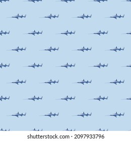 Sägen Sie Hai nahtlos Muster im skandinavischen Stil. Meerestierhintergrund. Vektorgrafik für Kinder lustige Stoffdrucke, Stoff, Banner, Hintergründe und Wallpaper.