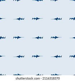 Saw shark seamless pattern in scandinavian style. Marine animals background. Vector illustration for children funny textile prints, fabric, banners, backdrops and wallpapers.