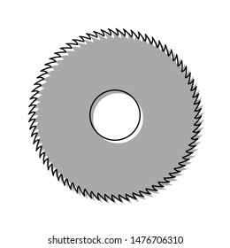 Saw sign. Black line icon with gray shifted flat filled icon on white background. Illustration.