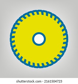 Saw sign. Icon in colors of Ukraine flag (yellow, blue) at gray Background. Illustration.