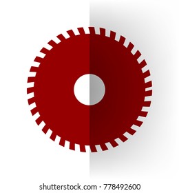 Saw sign. Vector. Bordo icon on white bending paper background.