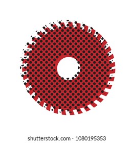 Saw sign. Vector. Brown icon with shifted black circle pattern as duplicate at white background. Isolated.