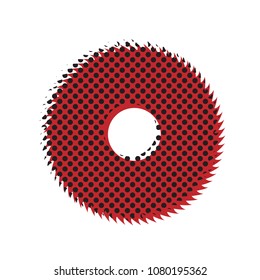 Saw sign. Vector. Brown icon with shifted black circle pattern as duplicate at white background. Isolated.