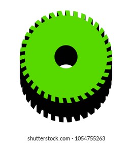 Saw sign. Vector. Green 3d icon with black side on white background. Isolated.