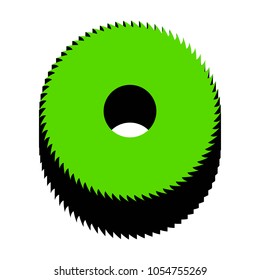 Saw sign. Vector. Green 3d icon with black side on white background. Isolated.