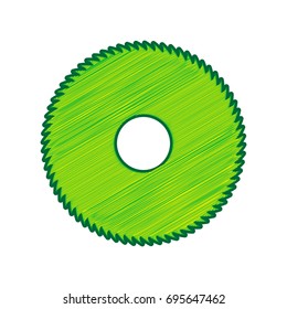 Saw sign. Vector. Lemon scribble icon on white background. Isolated