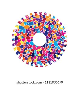 Saw sign. Vector. Stained glass icon on white background. Colorful polygons. Isolated.