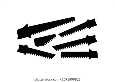 Saw silhouette set. Hand Saw Silhouette Icons - Black Woodworking Tools Set

