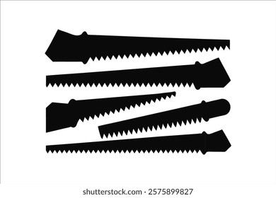 Saw silhouette set. Hand Saw Silhouette Icons - Black Woodworking Tools Set

