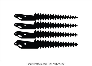 Saw silhouette set. Hand Saw Silhouette Icons - Black Woodworking Tools Set

