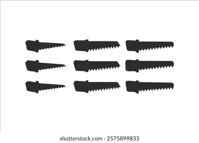 Saw silhouette set. Hand Saw Silhouette Icons - Black Woodworking Tools Set

