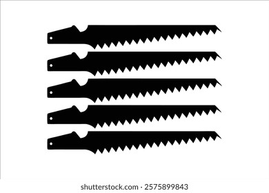 Saw silhouette set. Hand Saw Silhouette Icons - Black Woodworking Tools Set

