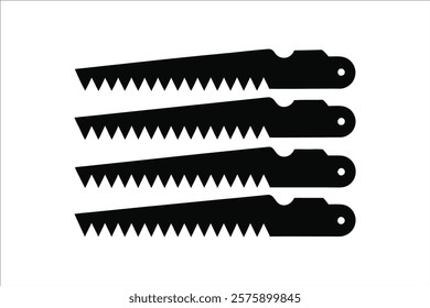 Saw silhouette set. Hand Saw Silhouette Icons - Black Woodworking Tools Set

