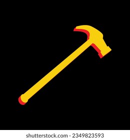 Saw simple Icon. 3D Extruded Yellow Icon with Red Sides a Black background. Illustration.