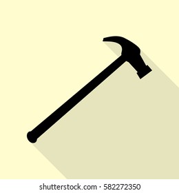 Saw simple Icon. Black icon with flat style shadow path on cream background.