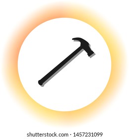 Saw simple Icon. Dark icon with shadow on the glowing circle button. Illustration.