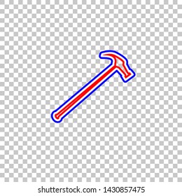Saw simple Icon. Red, white and contour icon at transparent background. Illustration.