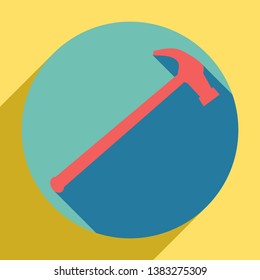 Saw simple Icon. Sunset orange icon with llapis lazuli shadow inside medium aquamarine circle with different goldenrod shadow at royal yellow background.