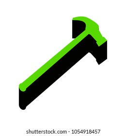 Saw simple Icon. Vector. Green 3d icon with black side on white background. Isolated.