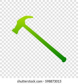 Saw simple Icon. Vector. Green gradient icon on transparent background.