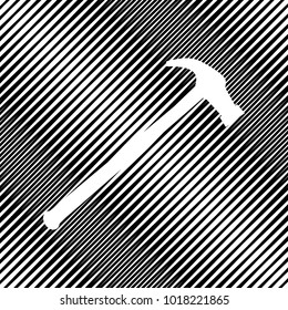 Saw simple Icon. Vector. Icon. Hole in moire background.