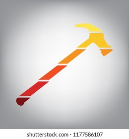 Saw simple Icon. Vector. Horizontally sliced icon with colors from sunny gradient in gray background.